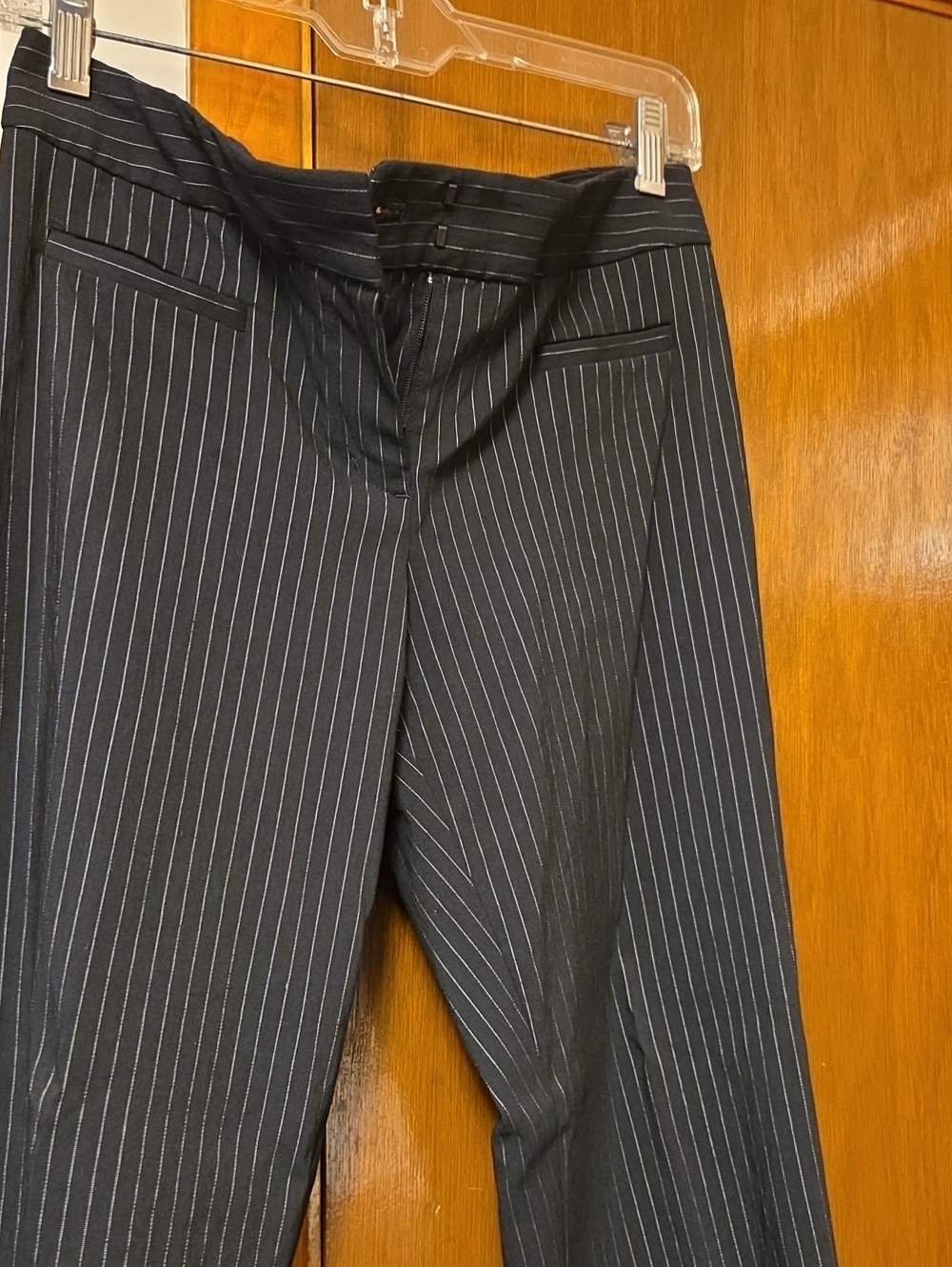 Women's Black Pinstripe Dress Ankle Length Pants